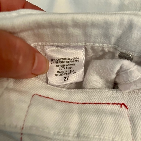 Angry Rabbit Skinny Jeans Women’s 27 White Made USA Cotton Spandex Stretch Ankle - Picture 9 of 11